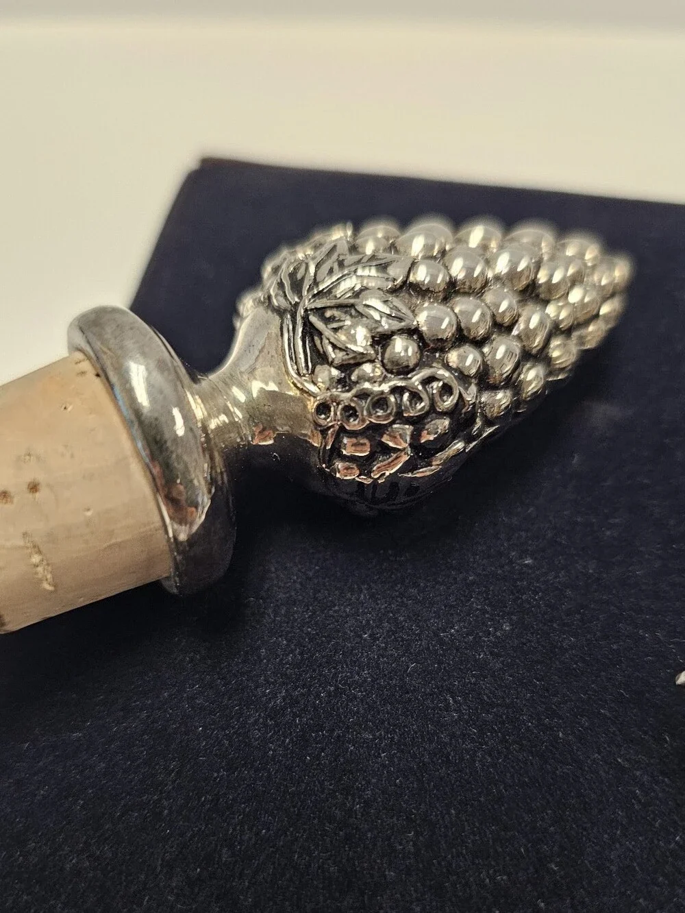 International Silver Company vintage silverplate grape wine bottle cork and ring
